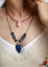 Boho Necklace, Heart Lapis Pendant Necklace